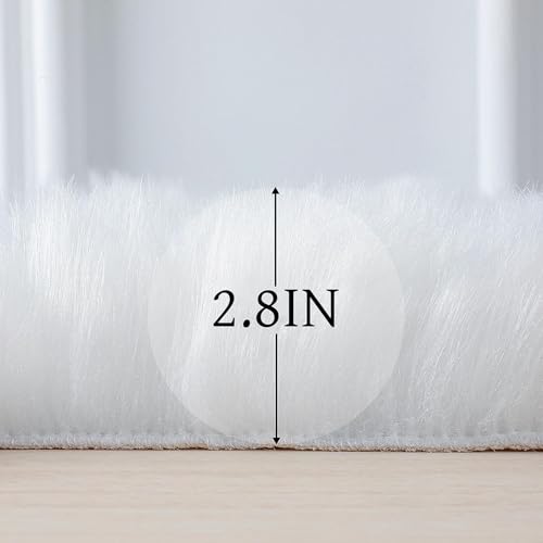 linmopm Super Soft Fluffy Faux Fur Sheepskin Rug Bedroom Floor Sofa Living Room Runner High-Density Cushion Plush Carpet Sofa Cover Bedside Rugs (White, 2x6 ft Sheepskin)