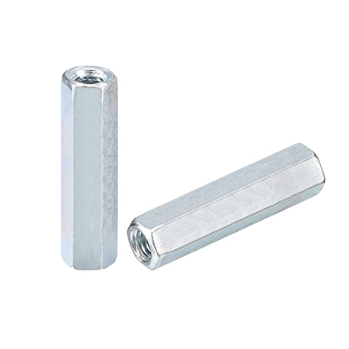 uxcell 20pcs M6x10x40mm Coupling Nuts - Galvanized Carbon Steel Hex Threaded Rod Coupler for Furniture, Electronic, Industrial