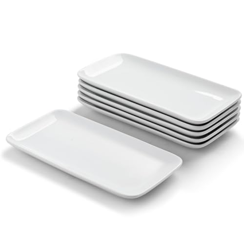 WishDeco Rechteckige Teller 6er Set, Servierplatte Klein 23x12 cm,...