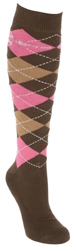 Covalliero 1 par de calcetines de equitación Brescia, talla 37-39, wood/dark rose, algodón, buen ajuste, zona del pie reforzada, lavable a máquina