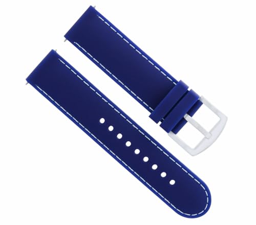 Ewatchparts 22mm Rubber Diver Watch Band Strap Compatible With Bulova Accutron 96C121 Marine Star Blue With White Stitching -  EWP007402