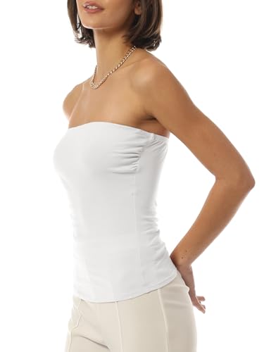 Image of MixMatchy Women's Stretchy Strapless Tube Top Y2K Bandeau Top