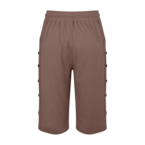 Cotton Linen Pants Women Elastic Waist Knee Length Casual Cropped Trouser Loose Summer Beach Breathable Sports Capris4