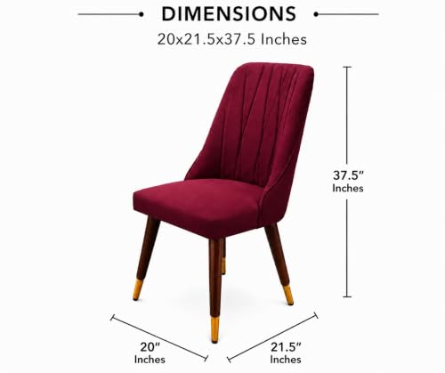 Image of WOODEN SPACE 4 Seater Wooden Dining Table Set | Urban Marble Top Dining Table with Chairs for Dining Room & Kitchen (Modern Frontline Maroon) (54 x 36 x 30 inch)
