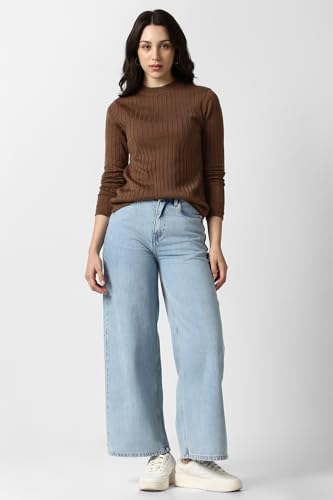Image of Van Heusen Women's Round Neck Solid Knit Top|Full Sleeve Casual winterwear