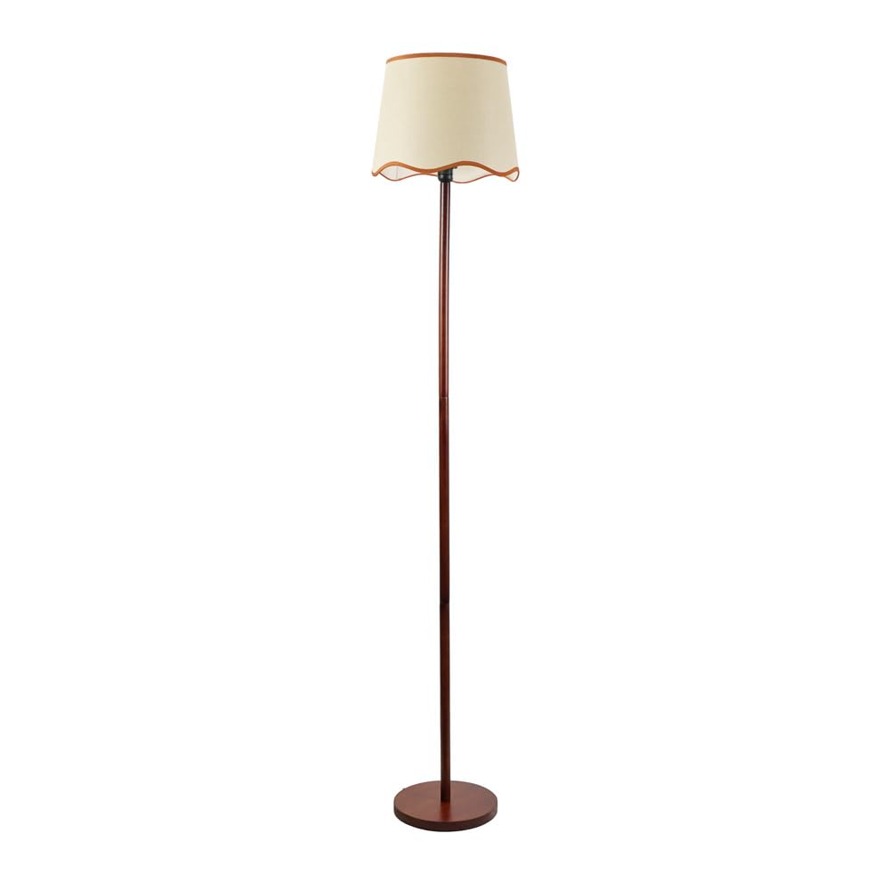 ValueLights | Tripod Dark Wood Floor Lamp with Rust Trim Scallop Shade Living Room Lounge Light | Floor Lamps, Home Décor & Improvement Essential