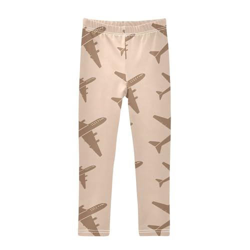 Retro Airplane Seamless Girls Leggings Stretchy Dance Pants for Kids