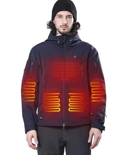 Image of DEWBU Heated Jacket for Men with 12V Battery Pack Winter Outdoor Soft Shell Electric Heating Coat