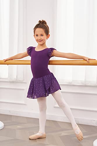 Image of Arshiner Girls Ruffle Sleeve Ballet Dance Dress Tutu Skirted Leotard