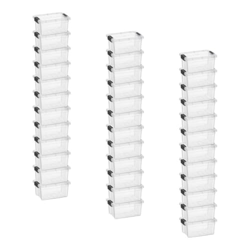 Image of Superio 1.05 Quart Mini Clear Plastic Storage Container with Lid, Stackable Small Organizer Box for Crayons, Art Supplies, Beads, Sewing, Stationery & Food Storage, 36 Pack