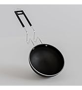 The Earth Store EcoLuxe Iron Tadka Pan/Fry Pan with Wooden Handle for Kitchen 11 Cm Diameter Gas ...