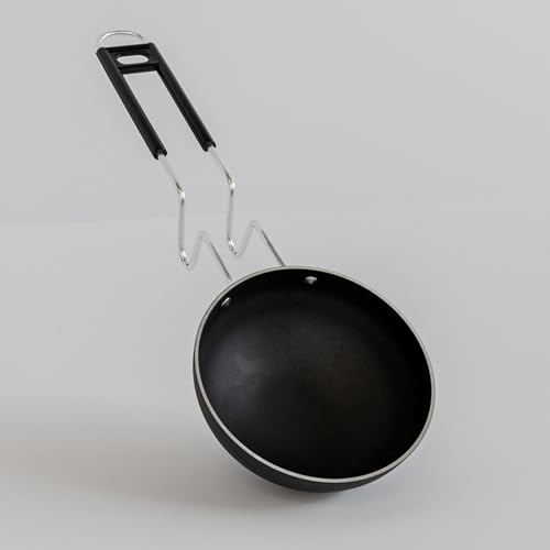 The Earth Store EcoLuxe Iron Tadka Pan/Fry Pan with Wooden Handle for Kitchen 11 Cm Diameter Gas Oven Compatible, Black (B0CRDJH3RR) Amazon Price History, Amazon Price Tracker