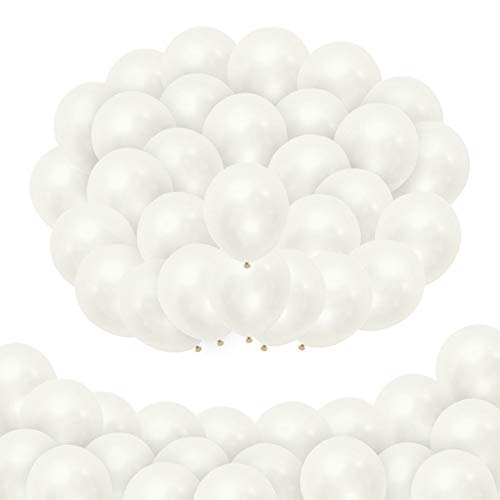 Elecrainbow 5 Inch White Balloons, Round Pearl Balloon for Balloon Arch, Baby, Birthday, Church, Wedding, Pack of 100