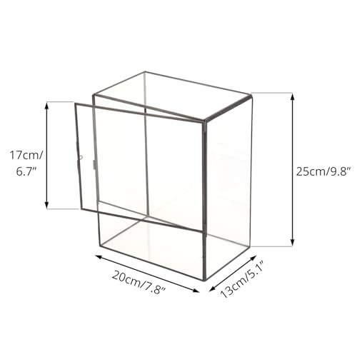NCYP Close Glass Terrarium with Door - 7.8 x 5.1 x 9.8 Inches Geometric Landscape Clear Planter for Succulent Plants - Indoor Tabletop Centerpiece, Garden Decor (Terrarium Only)