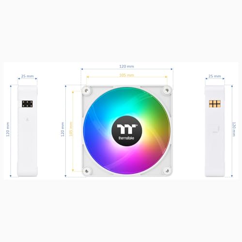 Image of Thermaltake CT120 EX ARGB Reverse PC Cooling Fan White (3-Fan Pack), Magnetic Connection, 5V Motherboard Sync, 16.8 Million Colors 9 Addressable LEDs, 120 mm Case /Radiator Fan, CL-F194-PL12SW-A
