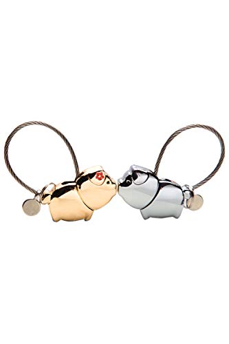 Jumojufol Couple Porte-clés Mignon Porcs Baiser Correspondant Petit Ami Petite Amie Cadeau Porte-clés Argent One Size