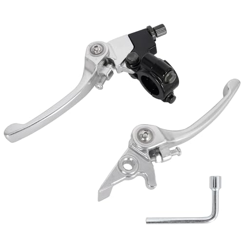 Rutu Folding Clutch Brake Lever Kit,7/8 Inch 22Mm Aluminum Dirt Bike Clutch Lever For 110Cc 125Cc 140Cc Ttr Ssr Xmotos Taotao Apollo Dbx15/18/19 Pit Dirt Bike Motorcycle-Silver cover