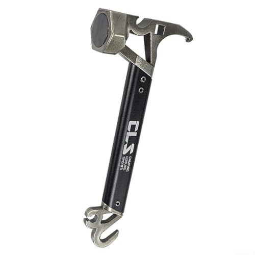 BlissfulAbode Heavy Duty Stainless Steel Hammer for Camping Features Nail Puller & Bottle Opener (Grey)