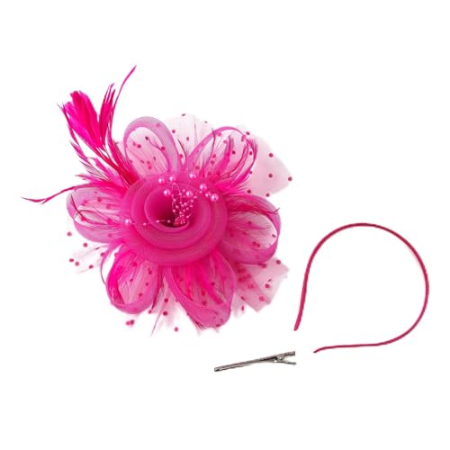 Fascinators Hats 20s 50s Pillbox Hat Cocktail Tea Party for Women (Rose Red One Size)
