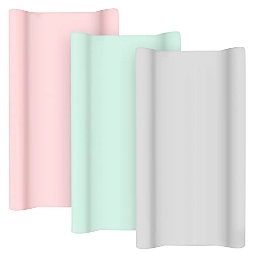 Image of TILLYOU Jersey Knit Ultra Soft Changing Pad Cover Set, Unisex Diaper Change Table Sheets for Baby Boys Girls, Fit 32"/34''x16 Contoured Pad, Comfy Cozy 3-Pack Cradle Sheets, Lt Pink/Green/Gray