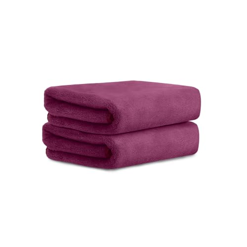 Image of HOUSSE Premium Hand Towel | Microfiber | Super Soft & Quick Dry | Home, Gym, Yoga, Fitness & Weight Lifting | Ultra Absorbent | 550GSM, 60x40cm [2-Pack] (Red Plum)