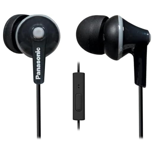 PANASONIC ErgoFit Earbud Headphones with Microphone and Call Controller Compatible with iPhone, Android and Blackberry - RP-TCM125-K - In-Ear (Black), Earpads S/M/L