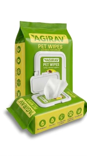 Image of Hypoallergenic Dog Wipes, Cleaning and Odor-Controlling Grooming Wipes for Paws, Body, and Butt, Perfect for Puppy and Adult Dogs (Pack of 6.)