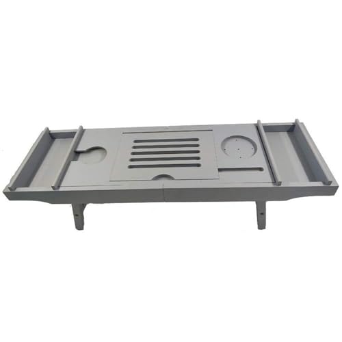 Panier de bain en bambou gris doté de côtés extensibles ajustables - 3
