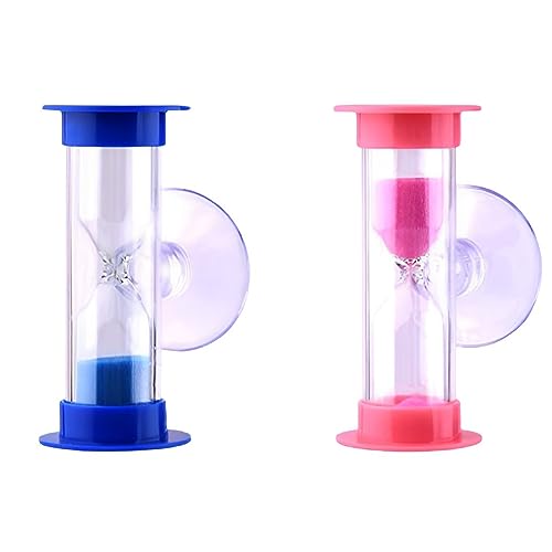 REQAG 2PCS Sabliers Minuterie avec Ventouse 3 Minutes Hourglass de Brossage de Dents Horloge de Sable pour Enfant,pour Jeux,Cuisine, Exercice,Etude,Brossage