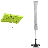 Schneider Sonnenschirm Locarno, apfelgrün, 180x120 cm rechteckig, Gestell Stahl, Bespannung Polyester, 2.3 kg & lle für Sonnenschirm, silbergrau, bis ca. 200 cm Ø