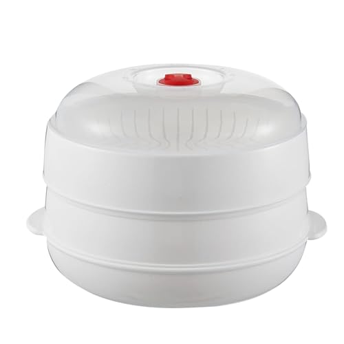 Vaporizador de verduras para microondas con tapa y bandeja, vaporizador de pescado de cocina, utensilios de cocina para calentar comidas, pasta, albóndigas, carne, tocino, maíz, patatas, alimentos