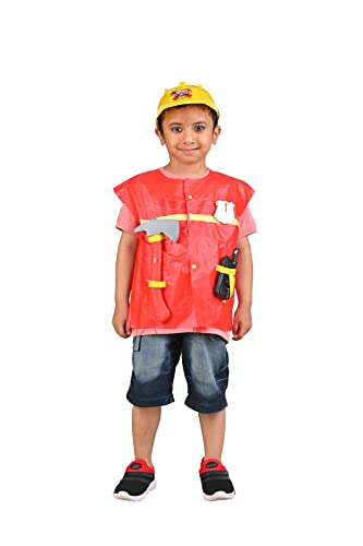 Image of BookMyCostume Fireman Fire Fighter Community Helper Kids Fancy Dress Costume 4-5 years