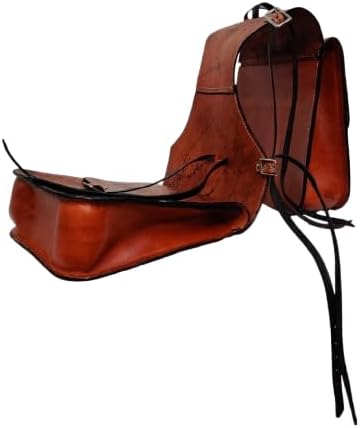 Horse Saddle Bag Cowhide Genuine Leather Western Equestrian Trail Simple Horse Saddle Bag Pack Equipment Horse Saddle Bags Size: 10” L x 10” W x 3 ½” D inches, SMPL20