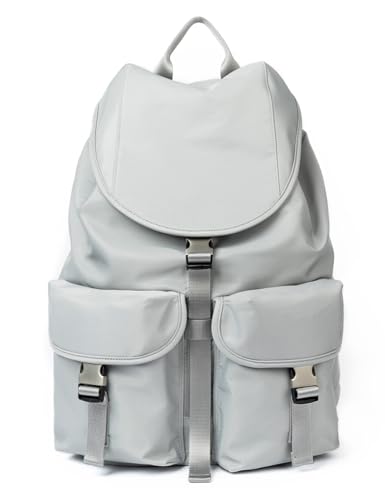 Kah&Kee Mochila de viagem com aba para mulheres e homens, bolsa para laptop de grande capacidade de 40,6 cm, impermeável e moderna, trabalho, faculdade, escola, Prata, Large, Mochilas de viagem