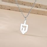 EUEAVAN Hebrajski naszyjnik Chai dla kobiet żydowski symbol wisiorek hebrajska litera Chai naszyjnik żydowski żeton chai żydowskie imię amulet judaistyczna biżuteria religijna, Medium, Stal