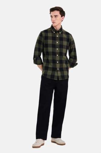 Image of SNITCH Men Casual Plus Size Shirt | Regular Fit Long Sleeve Spread Collar Plaid Pattern | 100% Cotton & Breathable Dobby Fabric for Casual Office Wear & Stylish Everyday Use