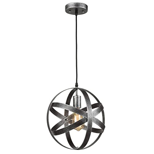 Suspension réglable boule noire pour éclairage table salle à manger