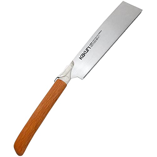 KAKURI Japanese Semi Fine Cut Saw 10" for Woodworking - Professional Japanese Pull Saw with Medium-Fine Teeth - Red Oak Handle with Oil Finish - Tool-Free Blade Replacement - Made in Japan