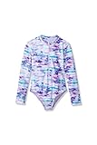 Eddie Bauer Girls' Rash Guard Swimsuit - Long Sleeve One-Piece Quick Dry Bathing Suit - UPF 50+ Swimsuit for Girls (S-XL), Size Large, Pastel Lilac