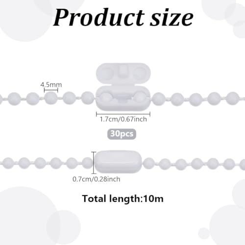 HOBBIESAY 10 m/Pacote de corrente de contas de rolo de plástico para cortina de rolo de plástico cor