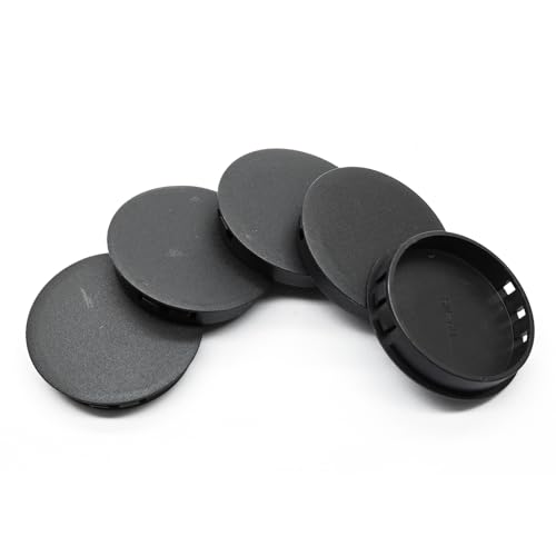 Image of 5 Pieces Plastic Hole Plugs, Black Panel Knockout Locking Plugs, Flush Panel Keyhole Plugs, Screw Covers for Furniture Cabinets Recessed End Caps(60mm)