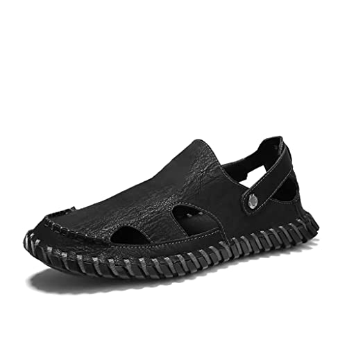 Men's Genuine Leather Sandals Soft Breathable Shoes Beach Sandals Leather Men Sandals(44)