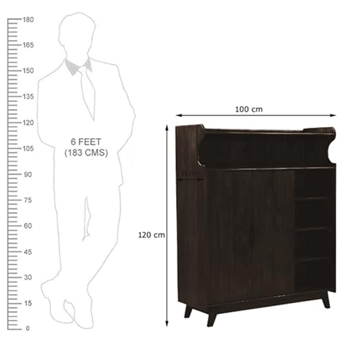Image of The Attic Ritz Shoerack, Shoe Storage Cabinet for Home, Shoe Rack with Seat & Door, Shoe Organizer, Shoe Rack for Home, Walnut Matte Finish
