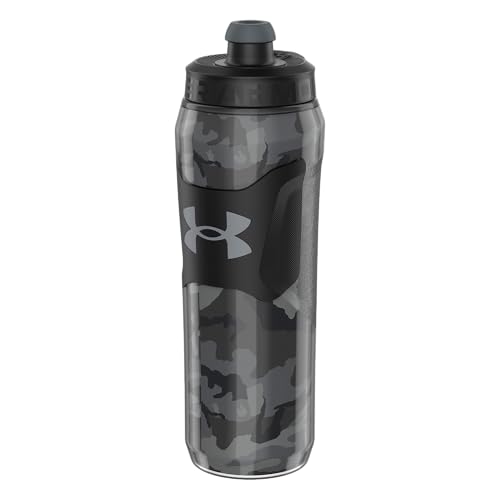 Under Armour 28oz Playmaker Squeeze Insulated 2 - Sports Water Jug Leak Resistant for Baseball Football & More Black Steel Camo