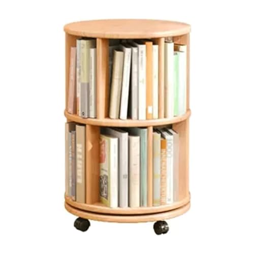Estantería de esquina de madera giratoria de 360° con ruedas, torre de libros que ahorra espacio para el hogar y la oficina, almacenamiento ajustable de 2 a 6 niveles, diseño elegante y funcional