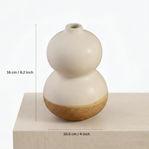 Image of Ceramic Stone Vase for Home Decor Ceramic Vase for Pampas Grass, Abstract Bubble Stacked Pebble Design, Minimalist Ceramic Vases for Flowers (White Beige)
