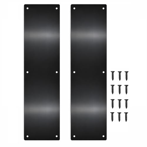 Door Push Plate 4 x 16 Aluminum Metal Kick Plate Matte Black 2 Pack