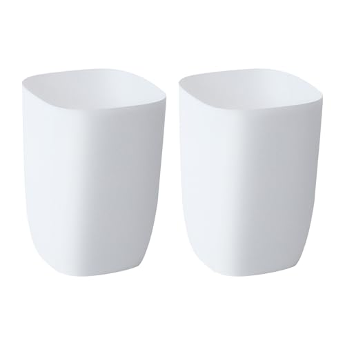 Image of 2-Pack Bathroom Trash Cans - Compact 1.8Gal Small White Wastebaskets for Bathroom, Kitchen, Bedroom & Office | Space-Saving Plastic Garbage Bin with Stylish Minimalist Design