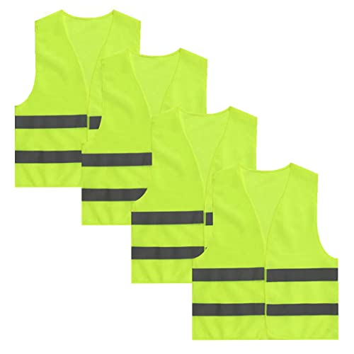 YEAPEAK 4 Piezas Chaleco Reflectante, Chalecos de Seguridad, haleco de Seguridad Verde de Alta Visibilidad, para Ciclistas, policías, Conductores, Trabajadores y Actividades al Aire Libre Cover