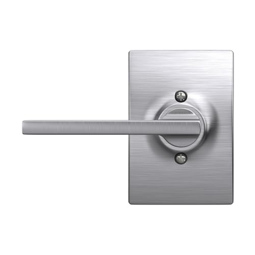 Image of SCHLAGE Latitude Non-Turning Dummy Door Handle, Reversible, Satin Chrome | Non-turning dummy lever door handle with no latch or lock, Decorative pull, One sided, Easy to install, Certified durability